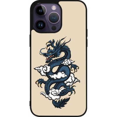 Coque iPhone 15 Pro Max - Silicone rigide noir Blue Dragon Tattoo