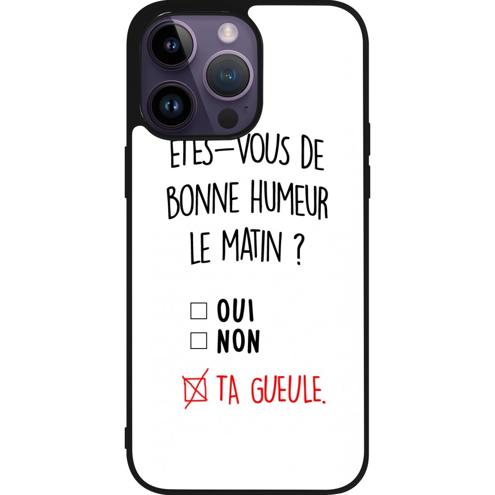 Coque iPhone 15 Pro Max - Silicone rigide noir Bonne humeur matin