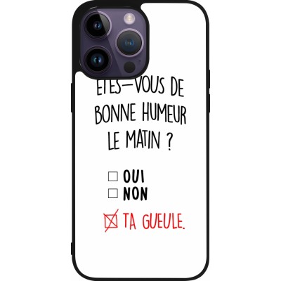 Coque iPhone 15 Pro Max - Silicone rigide noir Bonne humeur matin