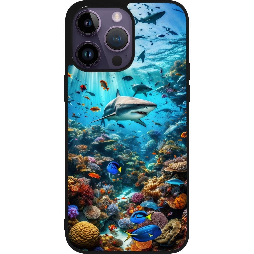 Coque iPhone 15 Pro Max - Silicone rigide noir Bora Bora Mer et Merveilles