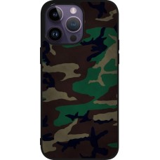 Coque iPhone 15 Pro Max - Silicone rigide noir Camouflage 3