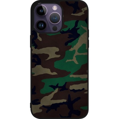 Coque iPhone 15 Pro Max - Silicone rigide noir Camouflage 3