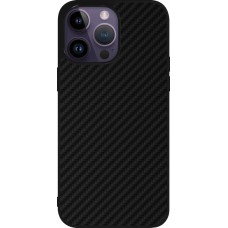 Coque iPhone 15 Pro Max - Silicone rigide noir Carbon Basic