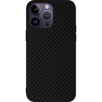 Coque iPhone 15 Pro Max - Silicone rigide noir Carbon Basic