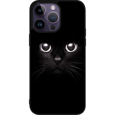 Coque iPhone 15 Pro Max - Silicone rigide noir Cat eyes