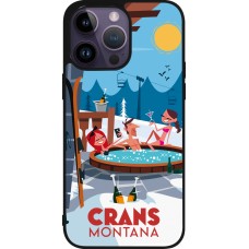 Coque iPhone 15 Pro Max - Silicone rigide noir Crans-Montana Mountain Jacuzzi