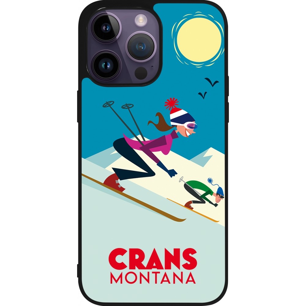 Coque iPhone 15 Pro Max - Silicone rigide noir Crans-Montana Ski Downhill