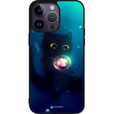 Coque iPhone 15 Pro Max - Silicone rigide noir Cute Cat Bubble