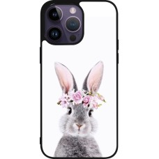 Coque iPhone 15 Pro Max - Silicone rigide noir Easter 2023 flower bunny