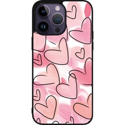 Coque iPhone 15 Pro Max - Silicone rigide noir Easter 2023 pink hearts