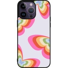 Coque iPhone 15 Pro Max - Silicone rigide noir Easter 2024 rainbow butterflies