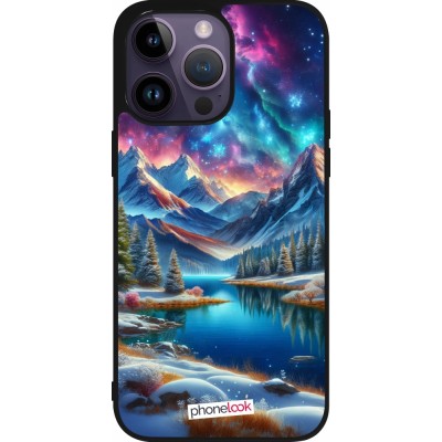 Coque iPhone 15 Pro Max - Silicone rigide noir Fantasy Mountain Lake Sky Stars