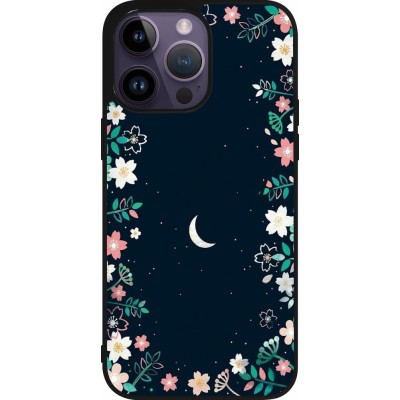 Coque iPhone 15 Pro Max - Silicone rigide noir Flowers space