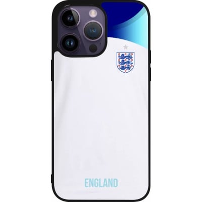 Coque iPhone 15 Pro Max - Silicone rigide noir Maillot de football Angleterre 2022 personnalisable