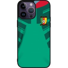 Coque iPhone 15 Pro Max - Silicone rigide noir Maillot de football Cameroun 2022 personnalisable