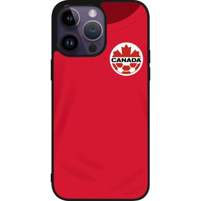 Coque iPhone 15 Pro Max - Silicone rigide noir Maillot de football Canada 2022 personnalisable