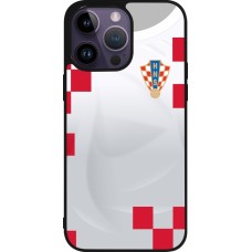 Coque iPhone 15 Pro Max - Silicone rigide noir Maillot de football Croatie 2022 personnalisable