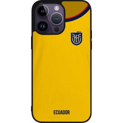 Coque iPhone 15 Pro Max - Silicone rigide noir Maillot de football Equateur 2022