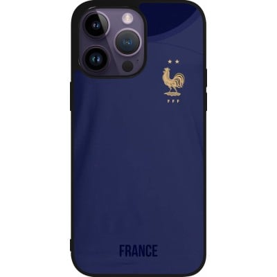 Coque iPhone 15 Pro Max - Silicone rigide noir Maillot de football France 2022 personnalisable