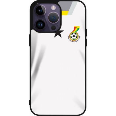 Coque iPhone 15 Pro Max - Silicone rigide noir Maillot de football Ghana 2022 personnalisable