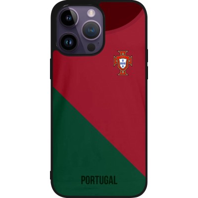 Coque iPhone 15 Pro Max - Silicone rigide noir Maillot de football Portugal 2022