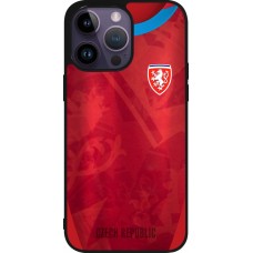 Coque iPhone 15 Pro Max - Silicone rigide noir Maillot de football République Tchèque personnalisable