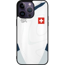 Coque iPhone 15 Pro Max - Silicone rigide noir Maillot de football Suisse Extérieur personnalisable