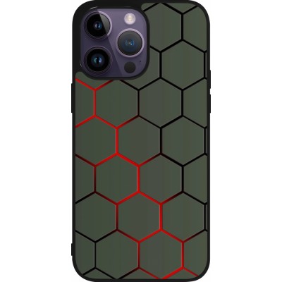 Coque iPhone 15 Pro Max - Silicone rigide noir Geometric Line red