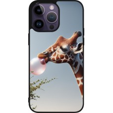 Coque iPhone 15 Pro Max - Silicone rigide noir Girafe à bulle