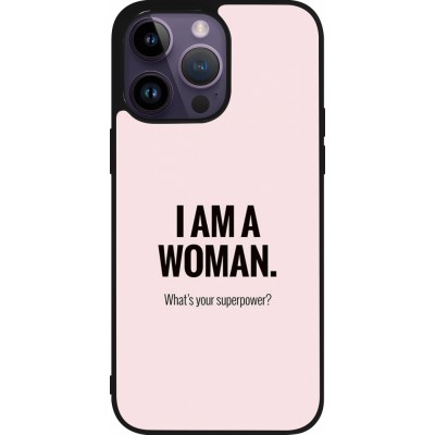 Coque iPhone 15 Pro Max - Silicone rigide noir I am a woman