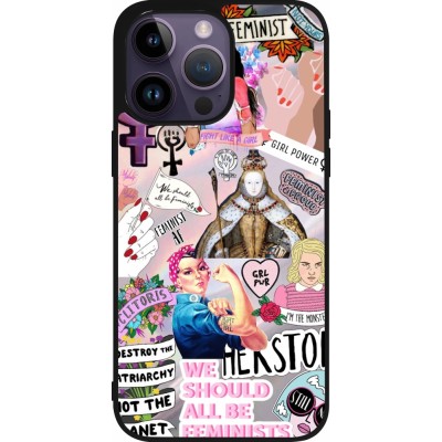 Coque iPhone 15 Pro Max - Silicone rigide noir Girl Power Collage