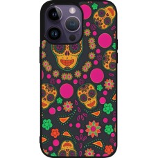 Coque iPhone 15 Pro Max - Silicone rigide noir Halloween 22 colorful mexican skulls