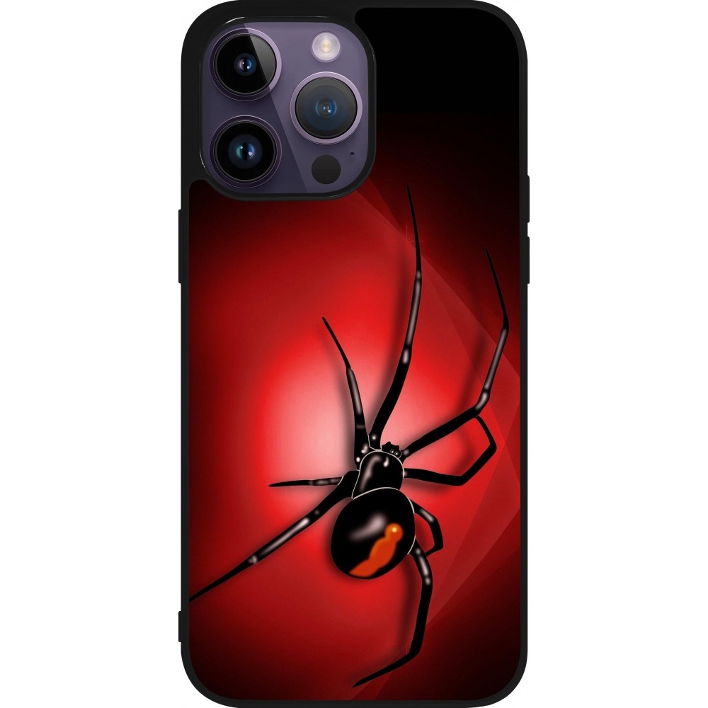 Coque iPhone 15 Pro Max - Silicone rigide noir Halloween 2023 spider black widow