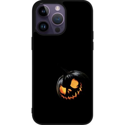 Coque iPhone 15 Pro Max - Silicone rigide noir Halloween 2023 discreet pumpkin