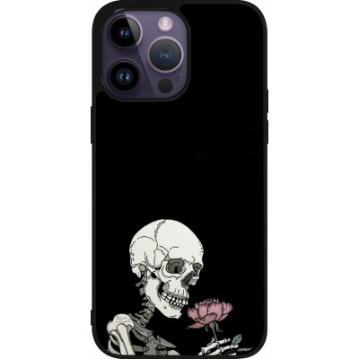 Coque iPhone 15 Pro Max - Silicone rigide noir Halloween 2023 rose and skeleton