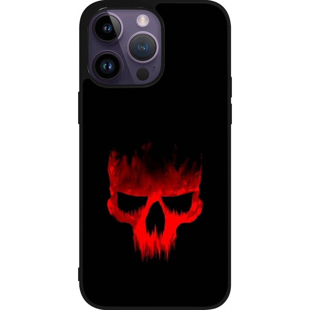 Coque iPhone 15 Pro Max - Silicone rigide noir Halloween 2023 scary skull