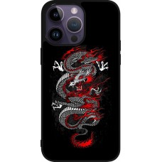 iPhone 15 Pro Max Case Hülle - Silikon schwarz Japanese style Dragon Tattoo Red Black