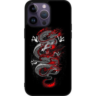 iPhone 15 Pro Max Case Hülle - Silikon schwarz Japanese style Dragon Tattoo Red Black