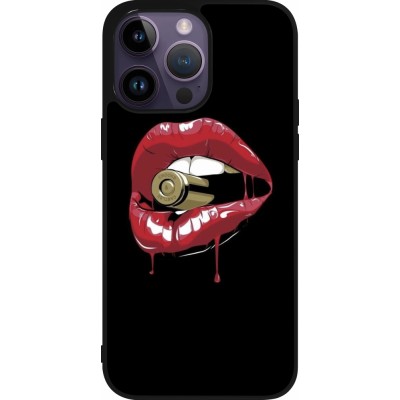 Coque iPhone 15 Pro Max - Silicone rigide noir Lips bullet