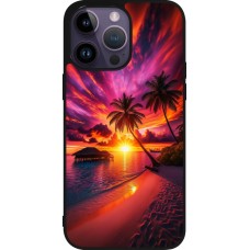 Coque iPhone 15 Pro Max - Silicone rigide noir Maldives Dusk Bliss