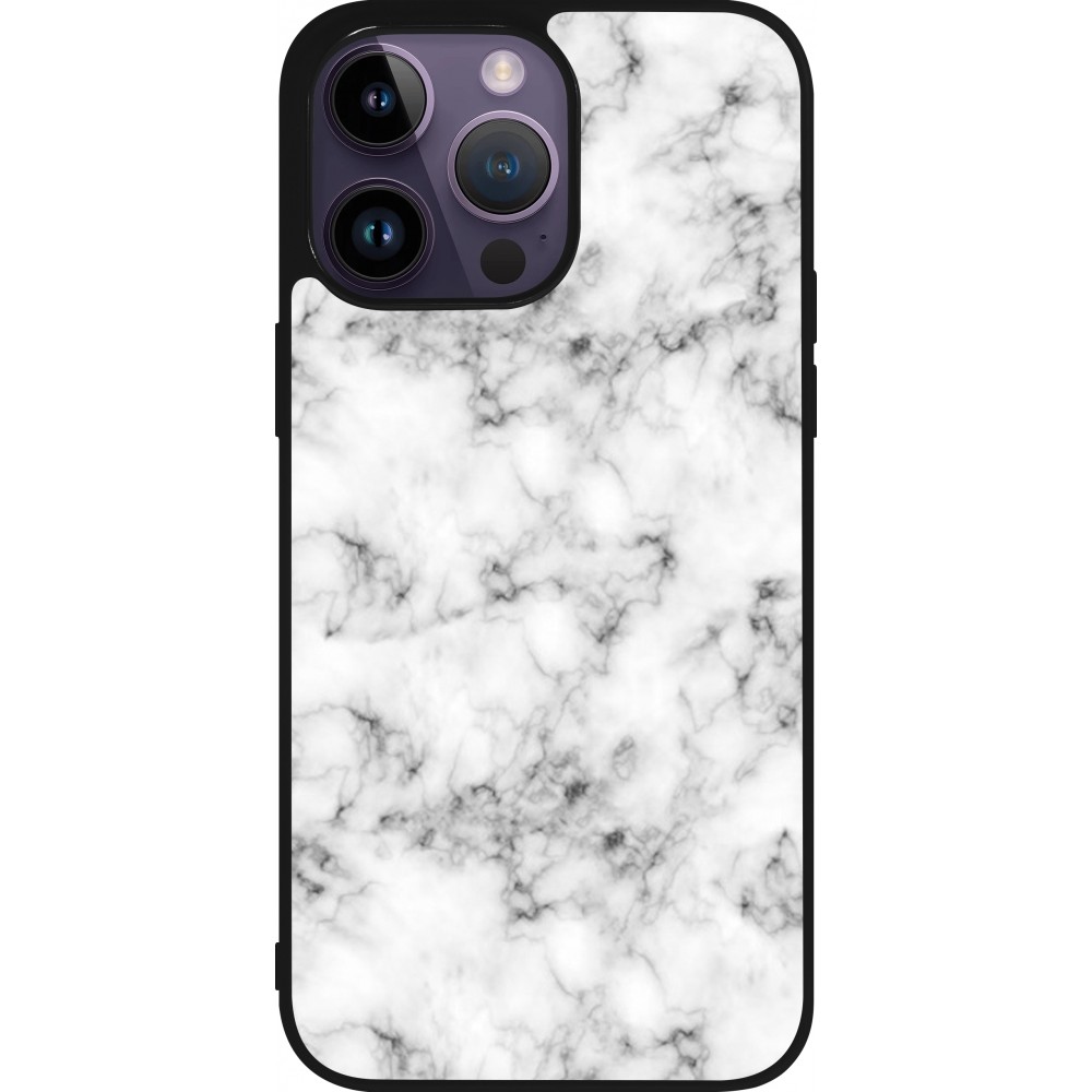 Coque iPhone 15 Pro Max - Silicone rigide noir Marble 01