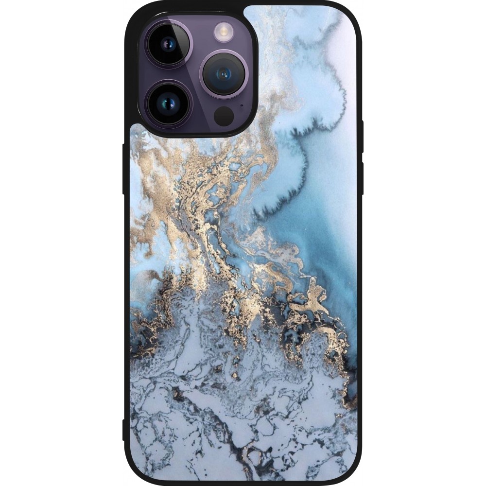 Coque iPhone 15 Pro Max - Silicone rigide noir Marble 04