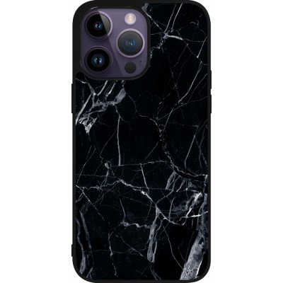 Coque iPhone 15 Pro Max - Silicone rigide noir Marble Black 01