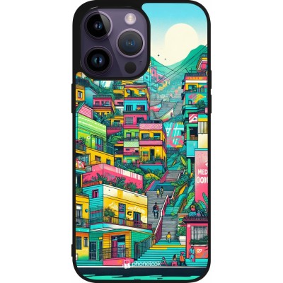 Coque iPhone 15 Pro Max - Silicone rigide noir Medellin Comuna 13 Art