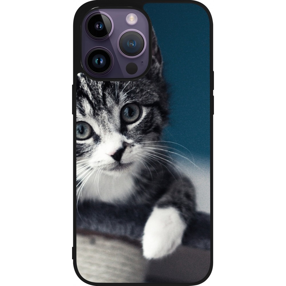 Coque iPhone 15 Pro Max - Silicone rigide noir Meow 23