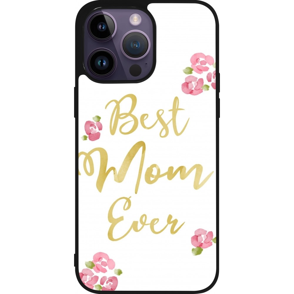 Coque iPhone 15 Pro Max - Silicone rigide noir Mom 2024 best Mom ever