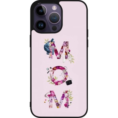 Coque iPhone 15 Pro Max - Silicone rigide noir Mom 2024 girly mom