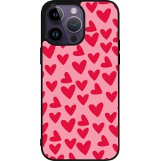 Coque iPhone 15 Pro Max - Silicone rigide noir Mom 2024 petits coeurs