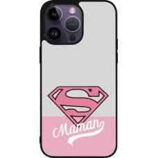 Coque iPhone 15 Pro Max - Silicone rigide noir Mom 2024 Super hero maman