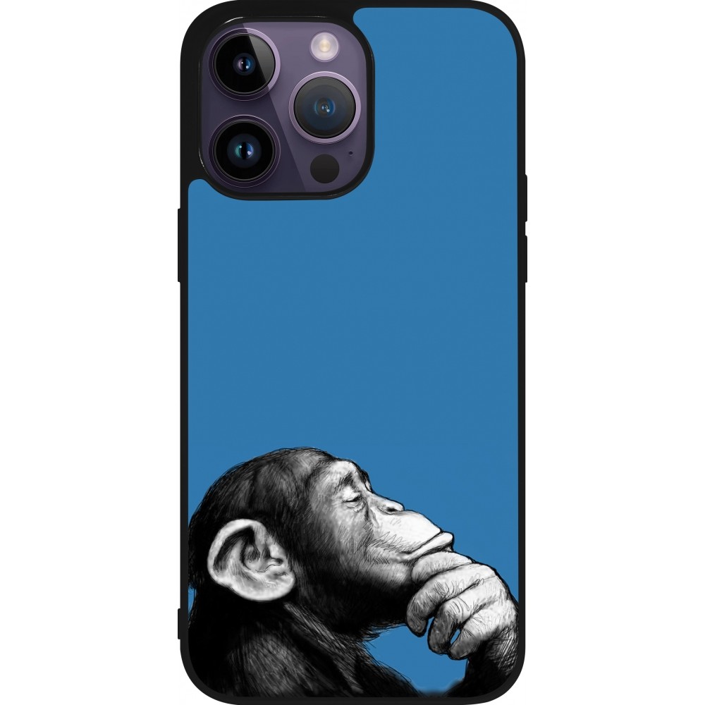 Coque iPhone 15 Pro Max - Silicone rigide noir Monkey Pop Art